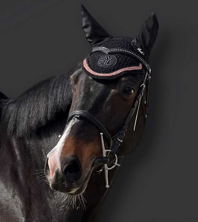 bonnet cheval noir cordes rose perle paillettes alexandra ledermann sportswear alsportswear