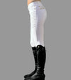Pantalon Equitation Femme Geni Al Thaute Full Grip Blanc Profil Gauche Avec Bottes Alsportswear Alexandra Ledermann Sportswear
