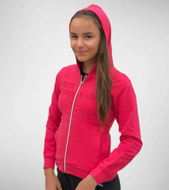 sweat capuche enfant brodé rose alsportswear alexandra ledermann sportswear