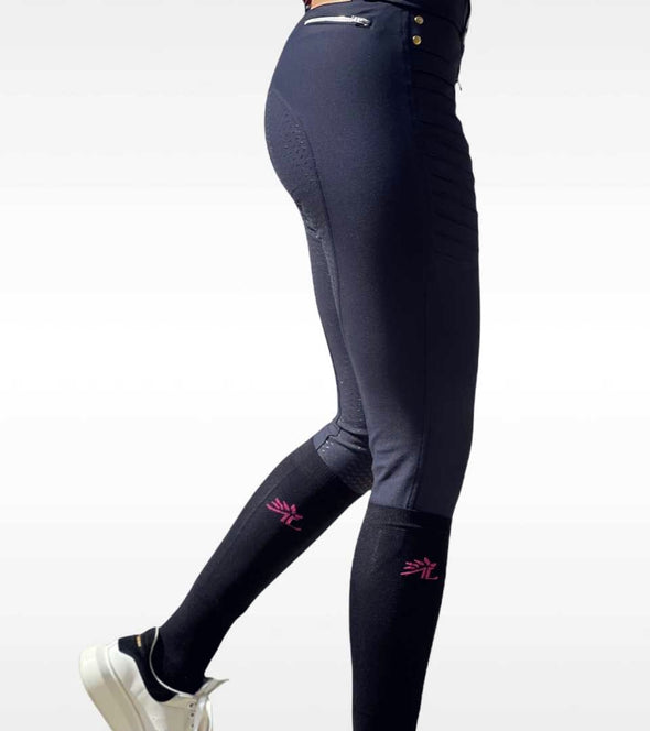 pantalon equitation bleu fonce femme avec grip silicone genial alexandra ledermann sportswear alsportswear