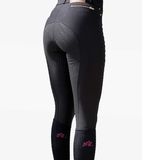 Pantalon d'équitation Full Grip Geni-AL Noir (taille haute)