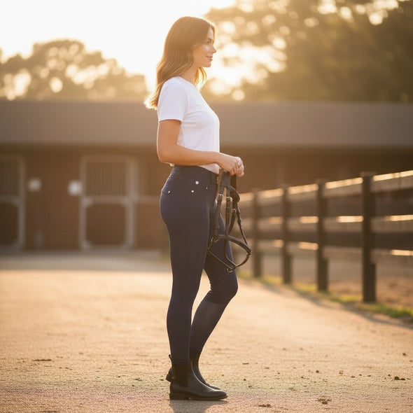 Pantalon d’équitation Full Grip One Name Bleu
