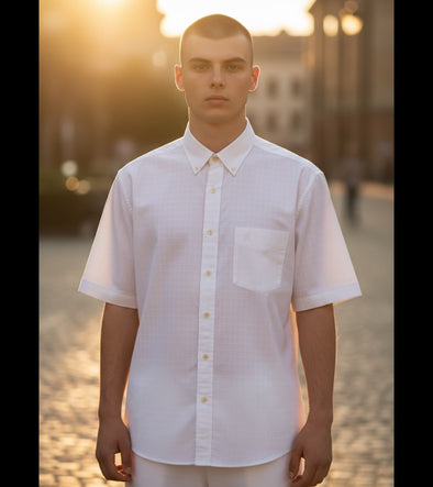 Chemise homme « Magnum » blanche gaufrée