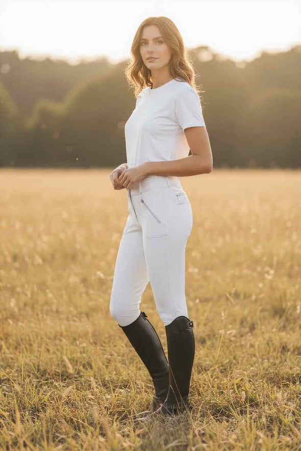 Pantalon d'équitation Microfibre Easy Rider Blanc
