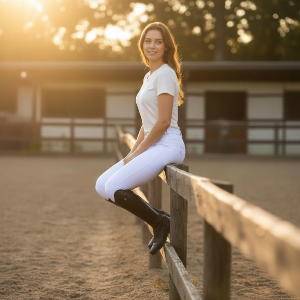 Pantalon d’équitation Full Grip One Name Blanc