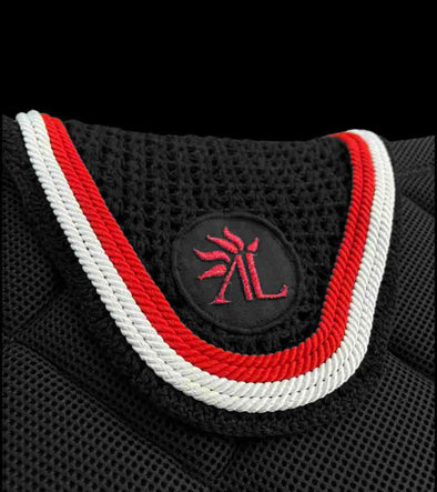bonnet cheval noir cordes rouge blanc logo flamme alexandra ledermann sportswear alsportswear