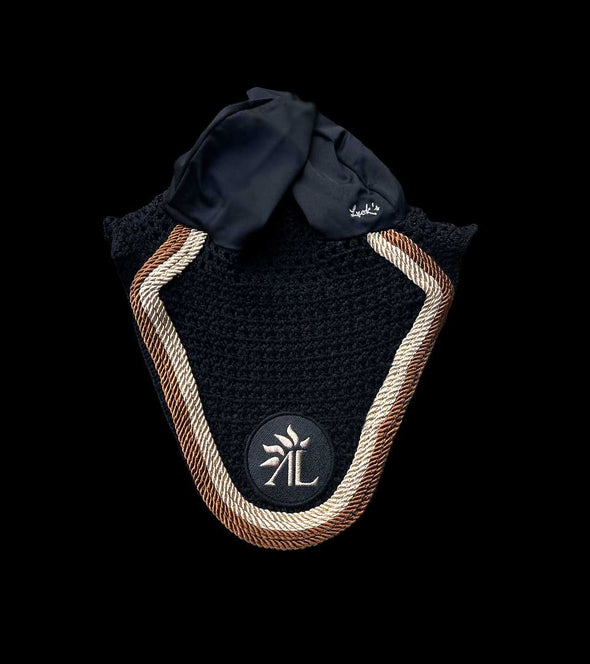 Bonnet cheval noir cordes caramel salé or logo flamme alexandra ledermann sportswear alsportswear