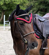 Bonnet cheval noir avec 4 cordes rose fushia et caramel marque Alexandra Ledermann Sportswear