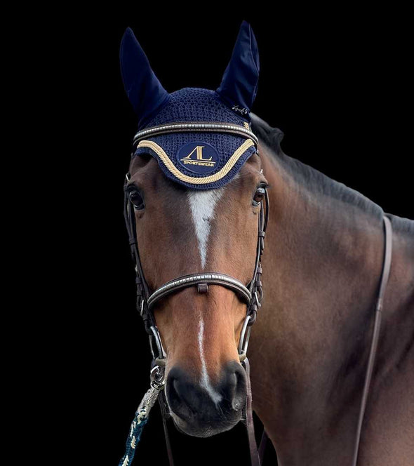 bonnet concours cheval bleu marine cordes or alexandra ledermann sportswear alsportswear