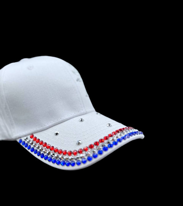 casquette femme blanche strass bleu blanc rouge olympiades alexandra ledermann sportswear alsportswear