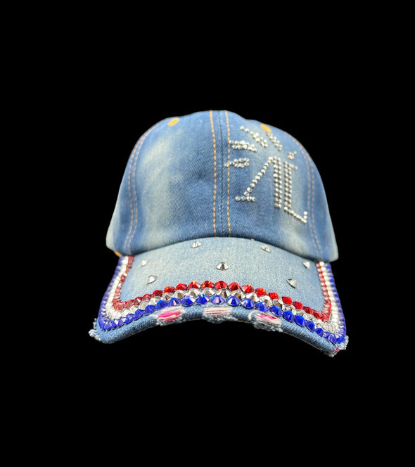 casquette jeans femme strass bleu blanc rouge olympiades alexandra ledermann sportswear alsportswear