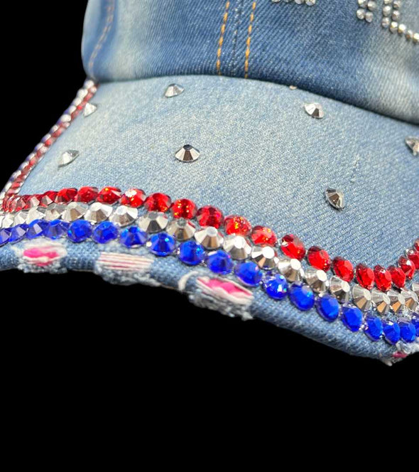 casquette jeans strass bleu blanc rouge olympiades alexandra ledermann sportswear alsportswear