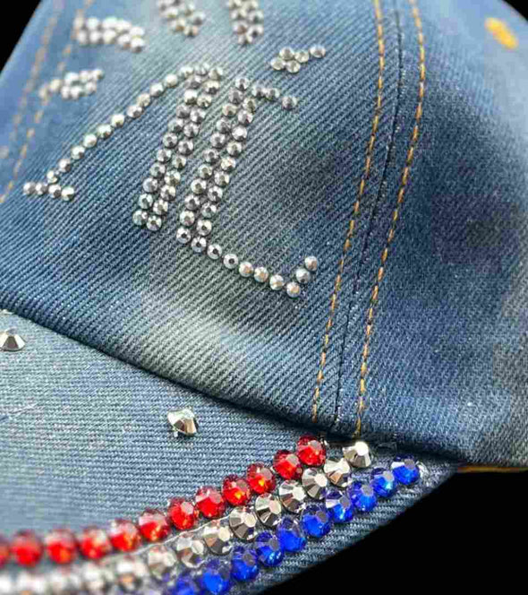 casquette bleu jeans strass bleu blanc rouge olympiades alexandra ledermann sportswear alsportswear