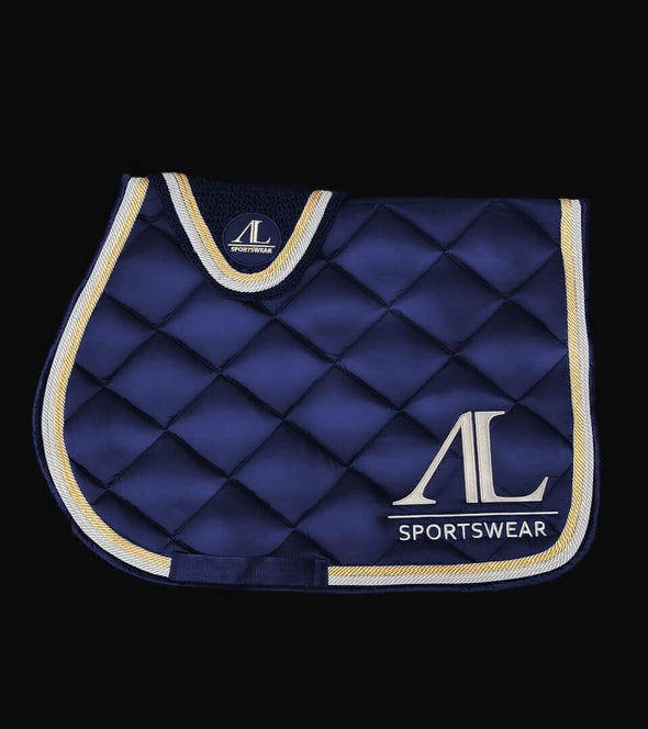 tapis de selle bleu nuit blanc or verso alsportswear alexandra ledermann sportswear