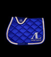 ensemble tapis et bonnet bleu roi cordes dorees blanc alexandra ledermann sportswear al sportswear