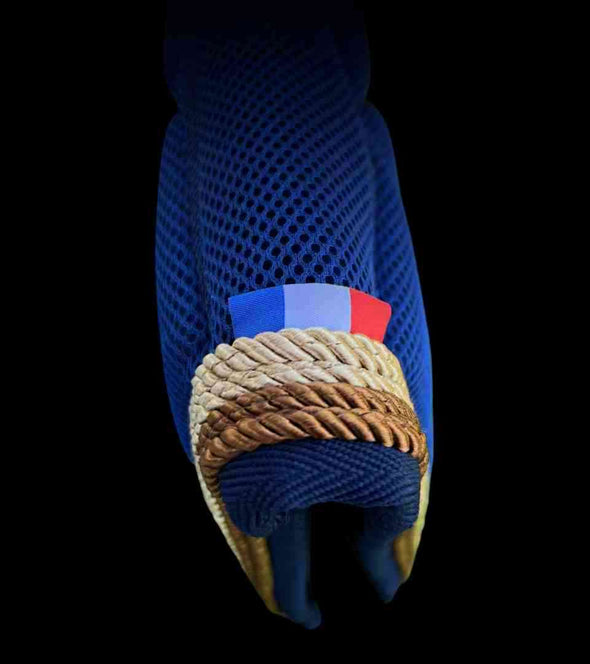 tapis de selle cheval bleu mesh cordes or caramel alexandra ledermann sportswear alsportswear