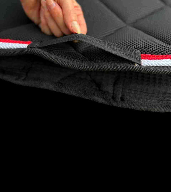 tapis de selle equitation mesh noir cordes rouge blanc alexandra ledermann sportswear alsportswear