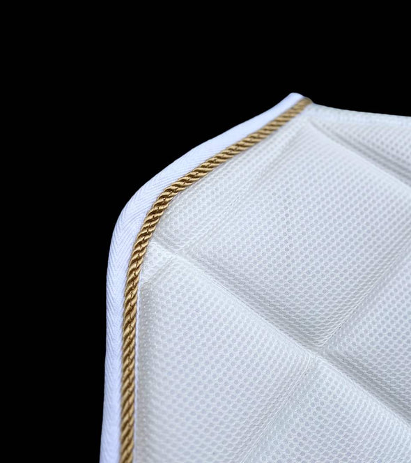 tapis de selle dressage blanc corde or alexandra ledermann sportswear alsportswear