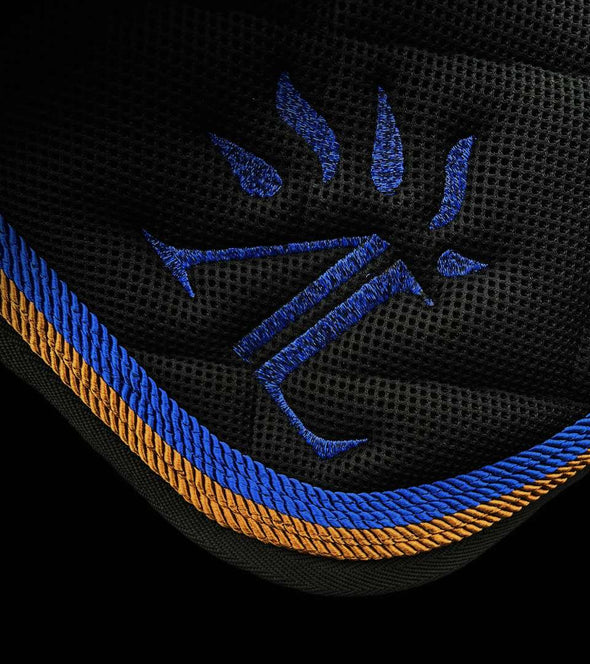 tapis de selle noir cordes bleu roi caramel logo glossy alexandra ledermann sportswear alsportswear