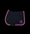 tapis de selle mesh noir cordes rose fuchsia caramel logo glossy alexandra ledermann sportswear alsportswear