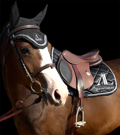 tapis de selle cso cheval noir satine cordes gris alexandra ledermann sportswear alsportswear