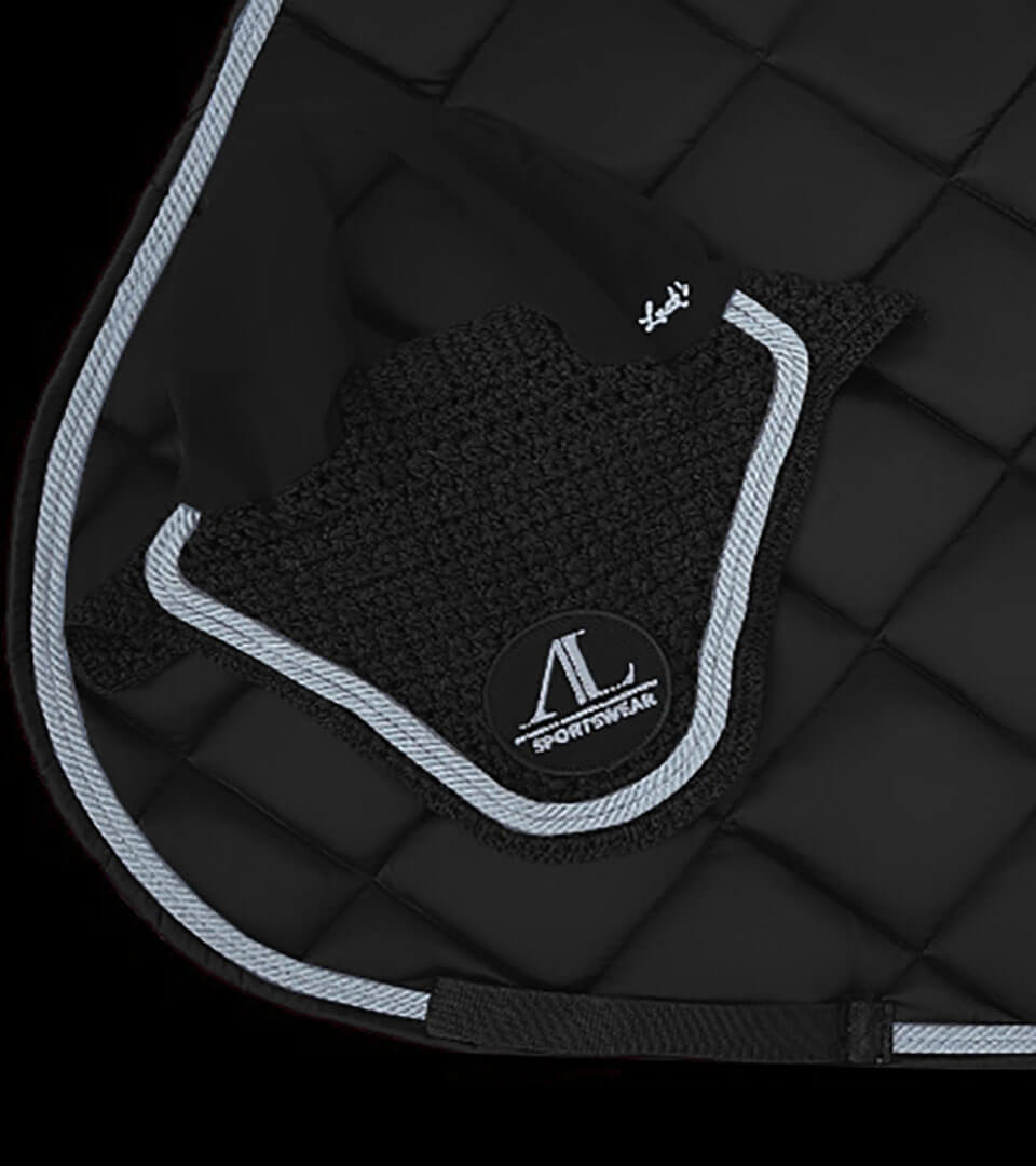 Coiffe De Cheval Western Nylon Noir/gris - Avec Embout Et Rênes