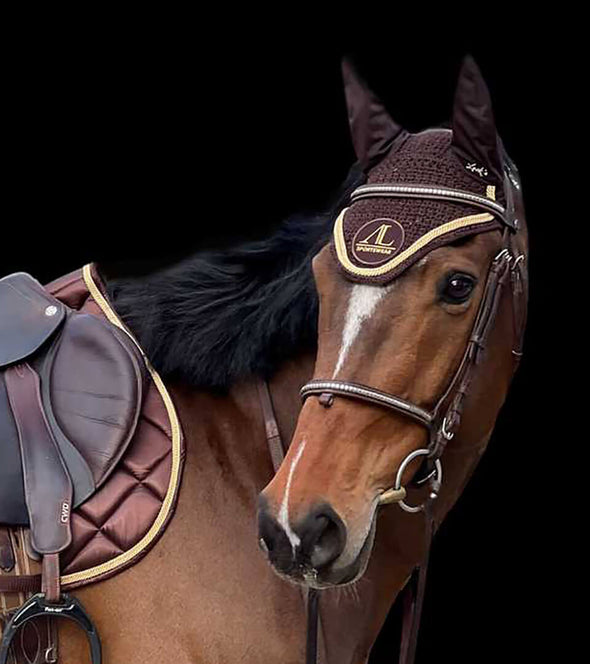 bonnet cheval chocolat cordes or alexandra ledermann sportswear alsportswear