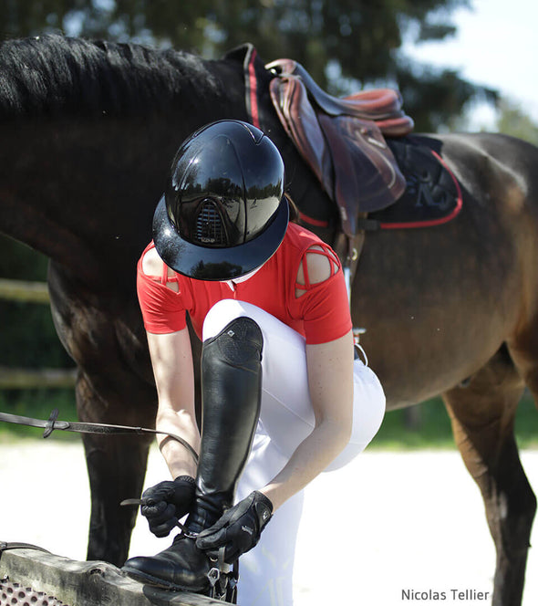 polo equitation femme rouge original unleash alexandra ledermann sportswear alsportswear