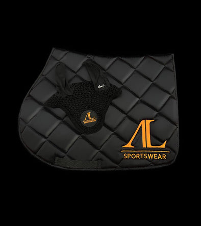 ensemble tapis bonnet noir satine et orange alexandra ledermann sportswear alsportswear