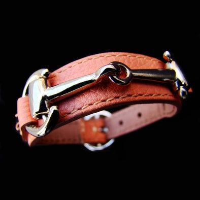 bracelet cuir rose equestre mors argente surpiqures alsportswear alexandra ledermann sportswear