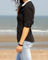 Chemise equitation Davincy noire fines rayures profil Alexandra Ledermann Sportswear alsportswear