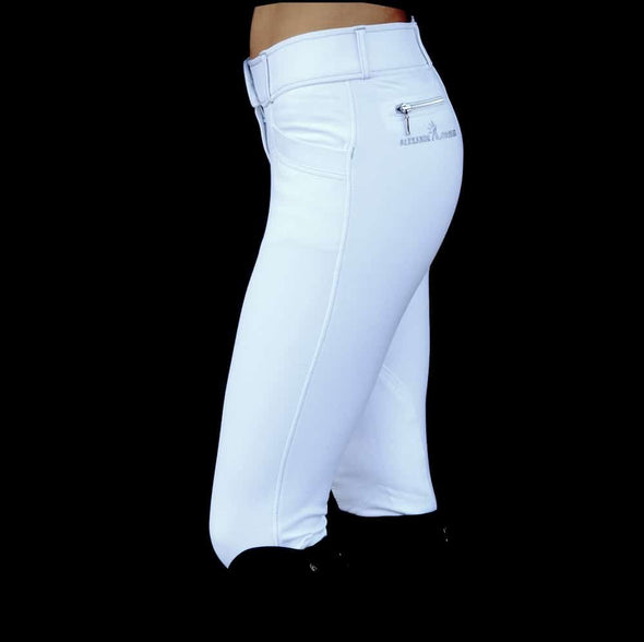 Pantalon Equitation Easy Rider Polyflex basane blanc profil gauche AL Sportswear Alexandra Ledermann Sportswear
