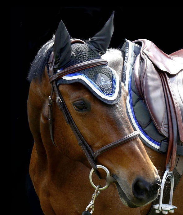 onnet cheval gris acier cordes bleu roi blanches alexandra ledermann sportswear alsportswear