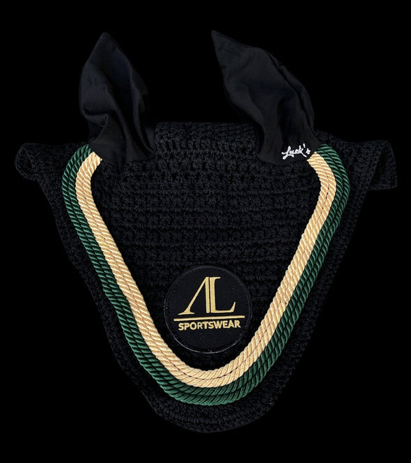 bonnet cheval noir cordes or vert sapin plat Alexandra ledermann sportswear alsportswear