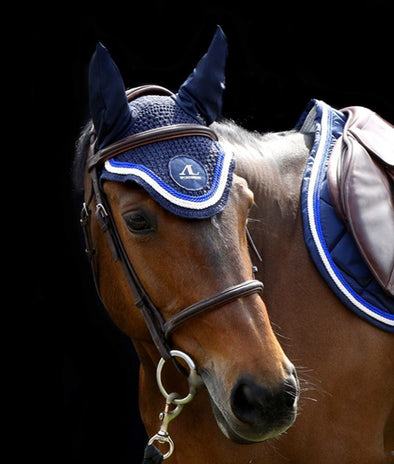 bonnet cheval bleu marine cordes bleu roi blanches logo blanc alexandra ledermann
