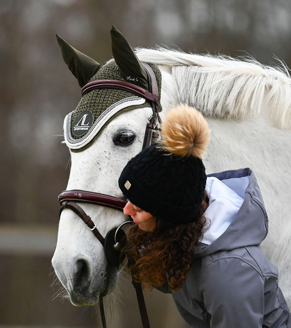 bonnet cheval kaki cordes silver blanc alexandra ledermann sportswear alsportswear