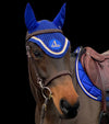 bonnet cheval bleu roi cordes or blanc bleu roi alexandra ledermann sportswear alsportswear
