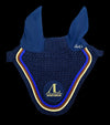 bonnet de concours cheval bleu marine 3 cordes or caramel bleu roi alexandra ledermann sportswear alsportswear