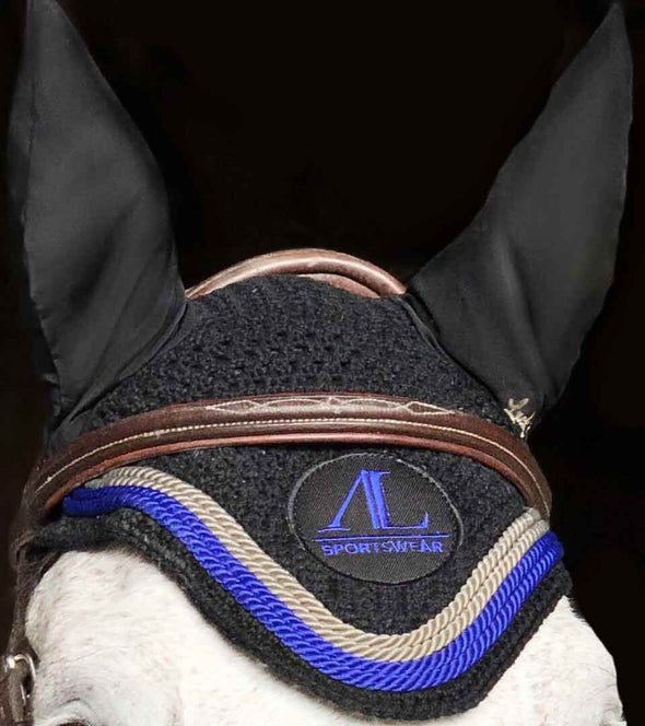 bonnet cheval noir cordes bleu roi gris logo bleu roi zoom alsportswear alexandra ledermann sportswear