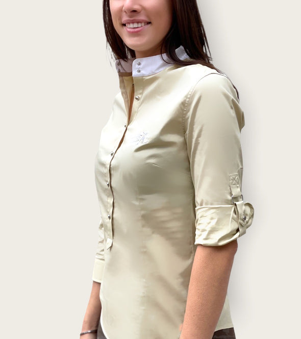 chemise creme femme manches ajustables concours equitation coton davincy alexandra ledermann sportswear alsportswear