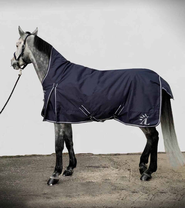 couverture hiver bleue blanche 200g liseret cheval alexandra ledermann sportswear alsportswear