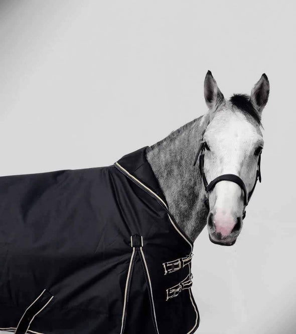 couverture hiver cheval noire liseret beige 400g alexandra ledermann sportswear alsportswear