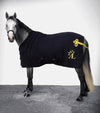 couverture polaire noire brandebourg jaune cheval alexandra ledermann sportswear alsportswear