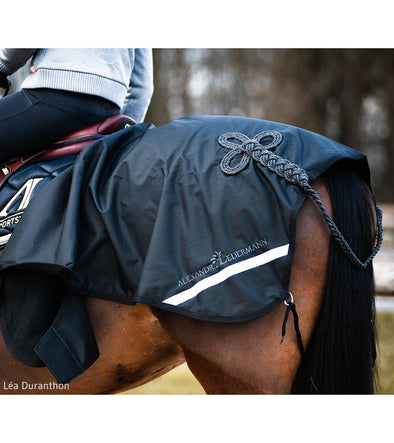 couvre reins cheval imper polaire noir avec cordes gris anthracite alexandra ledermann sportswear alsportswear