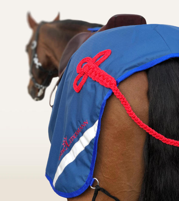 couvre reins bleu roi brandebourg rouge impermeable polaire cheval alexandra ledermann sportswear alsportswear