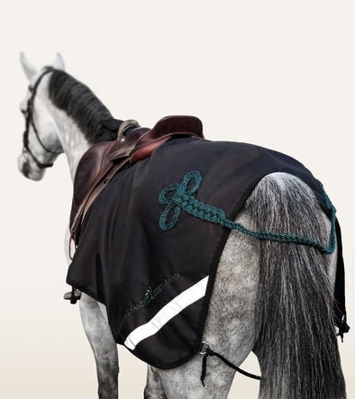 Tapis D'Exercice Polaire Cheval Avec Ornement - Taille XL Vert Chasseur, Velcro Garrot