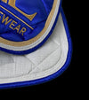 ensemble tapis bonnet cheval bleu roi 4 cordes or et blanc alexandra ledermann sportswear al sportswear