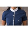 chemise espanola bleu blanc col montant ferme Alexandra Ledermann Sportswear ALSportswear