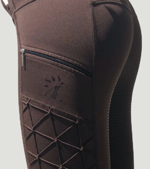 pantalon equitation full grip magic vibes chocolat zoom poche alexandra ledermann sportswear alsportswear