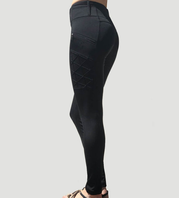 pantalon equitation full grip magic vibes noir profil alexandra ledermann sportswear alsportswear